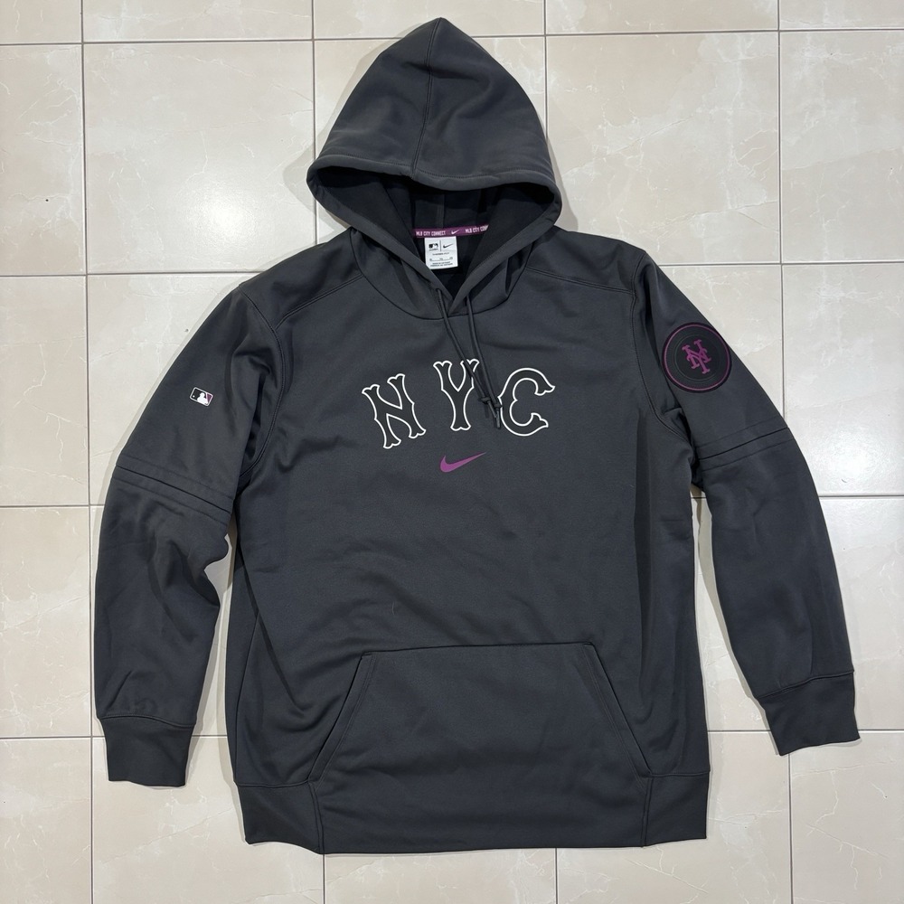 New York Mets Hoodie Men XL Gray NYC MLB City Connect Baseball Nike Swoosh